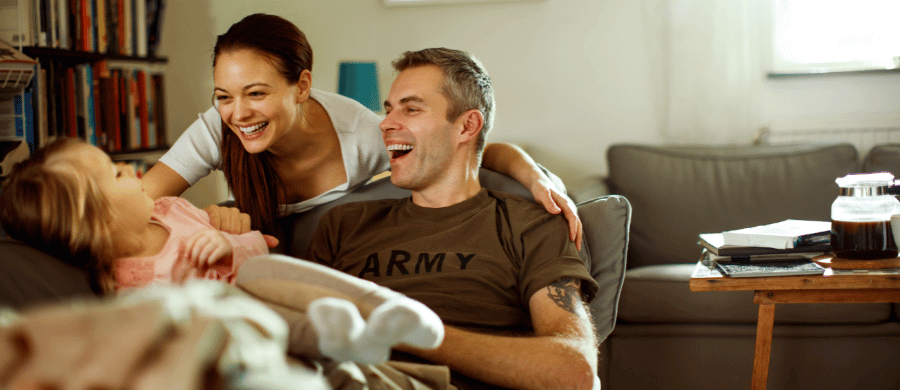 Young family of 3 with army veteran father