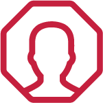 Icon of person's silhouette in a stop sign