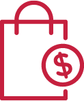 Icon of shopping bag with coin