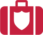 Icon of suitcase with shield 