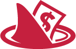 Icon of shark fin with dollar